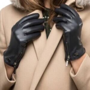 NEW IN BOX Mio Marino  Black Leather Women Driving Gloves